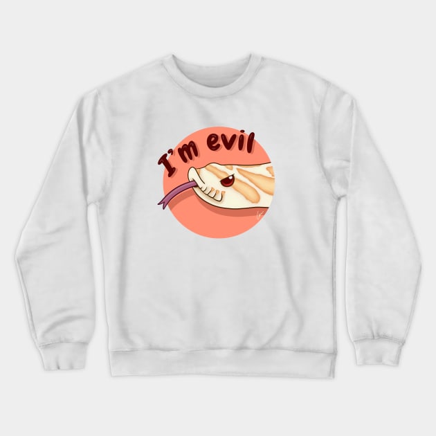 Albino Western Hognose Snake, "I'm evil" Crewneck Sweatshirt by anacecilia